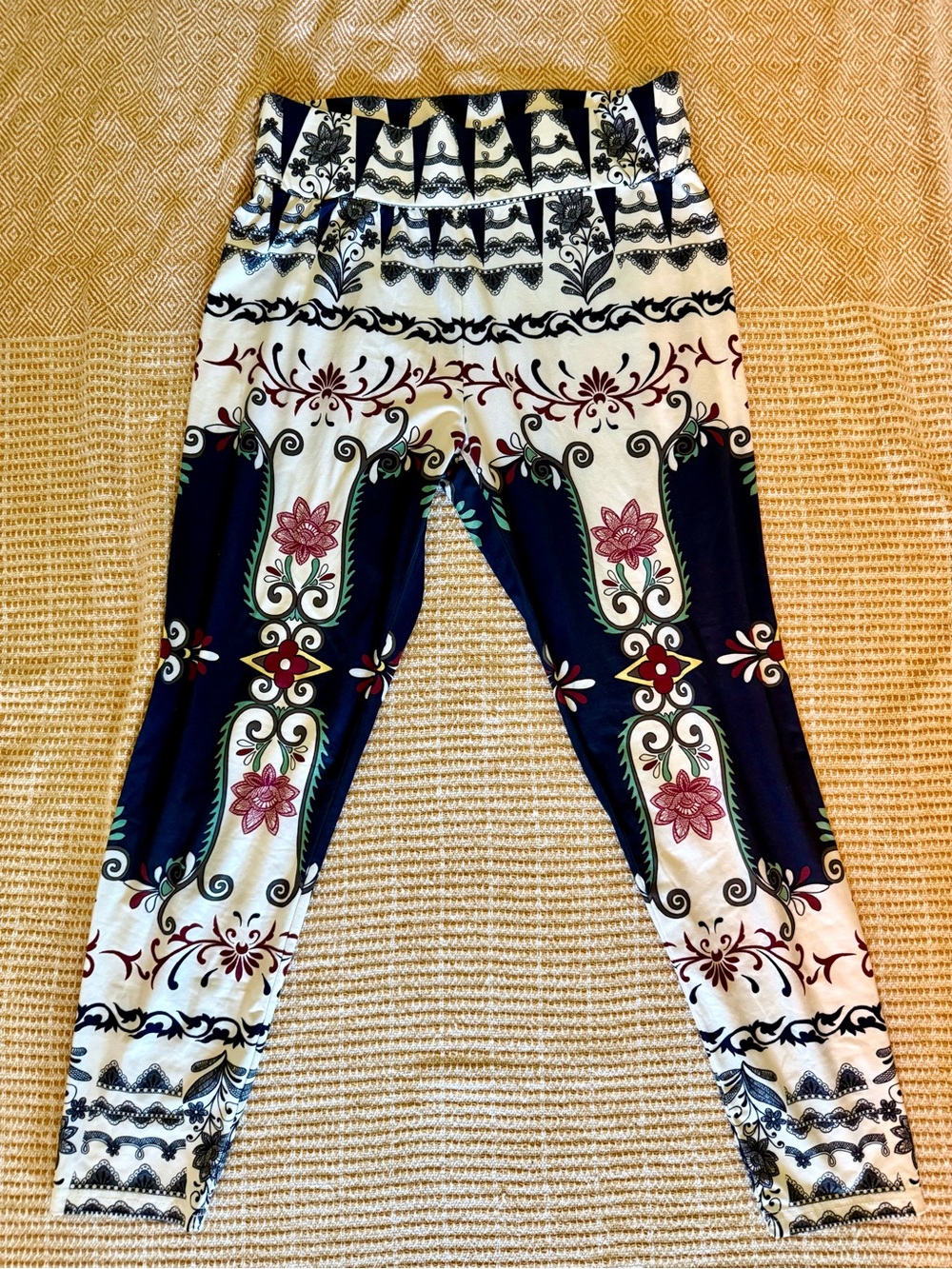 Women's Navy Floral Boho Print Leggings Super Soft